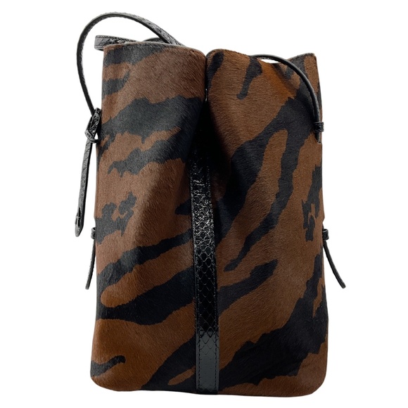 ALAIA CANELLE / NOIR NUT BROWN MINA MEDIUM POLAIN ZEBRA AND ELAPHE CALF HAIR AND - Picture 3 of 16